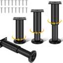 4 Piece Adjustable Height Bed Frame/Slat Center Support Legs, Metal Furniture Legs, for Bed/Sofa/Cabinet/Dresser/Table etc., Heavy Duty Bed Replacement Legs(4.72-7.08 Inchs)