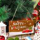 Jetec 3 Pcs Christmas Sign Merry Christmas Decoration Small Let It Snow SignWood Hanging Xmas Ornament Happy Holidays Wall Decor with Rope for Home Door Wall Room Kitchen Farmhouse Indoor Outdoor