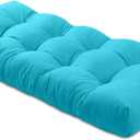 Bench Cushion 27 inches,Indoor/Outdoor Non-Slip Tufted Cushions, Premium Waterproof Linen, Soft Piano Sofa Cushions, Entryway Storage, Bay Window, High-Density Memory Foam(Light Blue-27x12x4in)