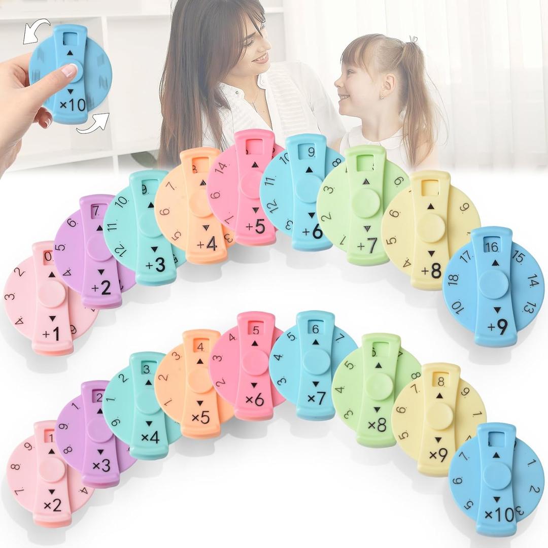 18 Pcs Math Fidget Spinners,,Fidget Toys for Kids Ages 3-12,Multiplication Fidget Toy for Kids Fidget Pop for Add, Subtract, Multiply & Divide Math Game,Math Games in Homeschool Classrooms