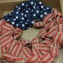 26 Inch Mesh Patriotic Front Door Wreath, 4th July Independence Day Wreath for Summer America Patriotic Flag Burlap Farmhouse Decor, Memorial Day Americana Front Window Hanging Decor (Pink-blue)