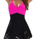 Blooming Jelly Women's One Piece Swimsuit Tummy Control with Cutout Skirt Bathing Suit Modest Twist Front Swim Dress Medium