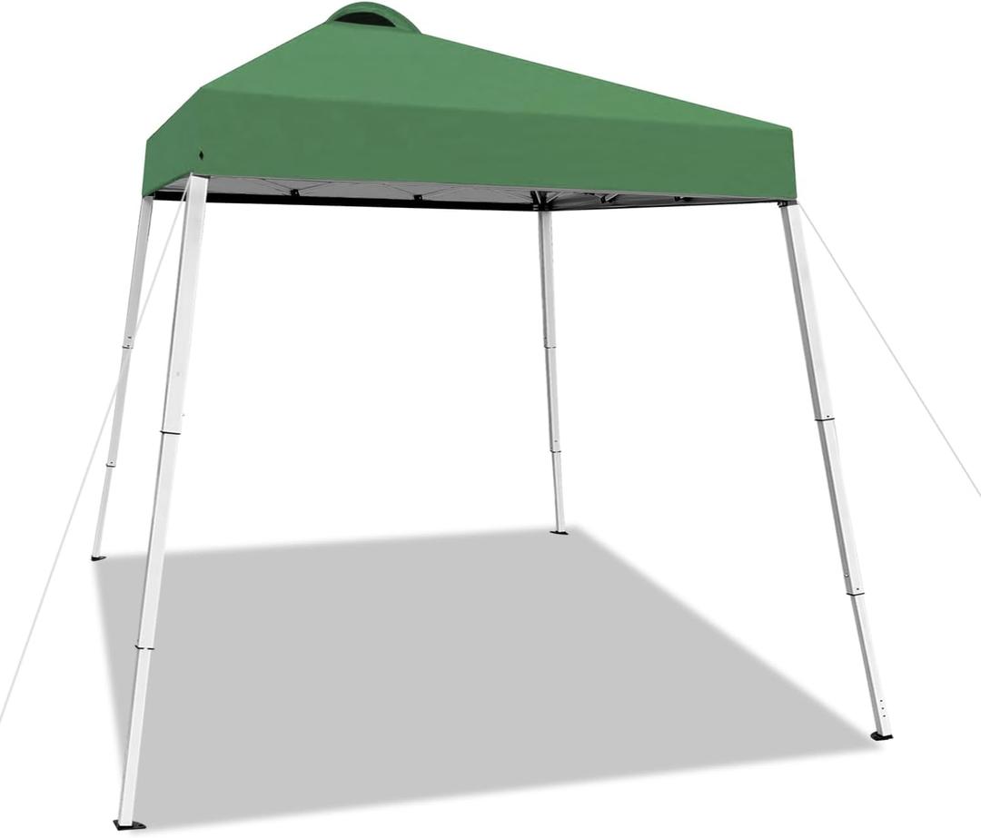 8x8 Top Pop Up Canopy Tent with Central Lock Design, Slant Legs, Backpack, Easy Outdoor Sun Shade for Events, Parties, Camping (Green)