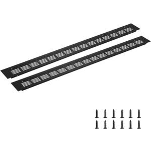 uxcell Rectangle Ventilation Grille, Aluminum Alloy Mesh Air Vent Cover Louvered Ventilation Cover with Mounting Screws for Cabinet Shoe Closet (600x60mm/24"x2", Black)