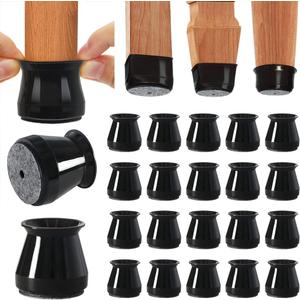 BUMACO Chair Leg Floor Protectors Chair Leg Protectors for Hardwood Floors Silicone Pads Covers to Protect Floors (Black-20 Pcs, Universal S (0.9"-1.29")