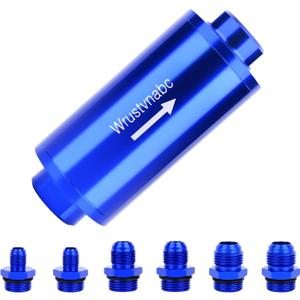 6AN 8AN 10AN Inline Fuel Filter 50 Micron 58MM Aluminum (blue, 50 Micron)