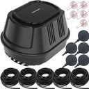 Pond Aerators for Outdoor Koi Ponds, Air Pump for Pond up to 3500 Gallons, All-in-One Flow Adjustable Pond Aeration Kit Pond Deicer with Double Outlet Airline Tubing Air Stones Check Valves