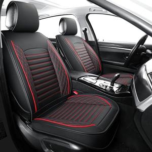 Vankerful Leather Seat Covers for Cars,Car Seat Covers Front Seats Only,Automotive Seat Covers for Trucks,SUV,Leatherette,Universal Fit,Vehicles Seats Cushions(Front Pair,Black-Red)