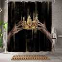 WELMECO Black and Gold Shower Curtain Black Girl Bathroom Decor Polyester Fabric, 72x72inch