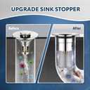 2 Pack Bathroom Sink Drain Strainer, Universal Sink Stopper with Hair Catcher Easy-Clean Pop-Up Stainless Steel Sink Strainer (F36)