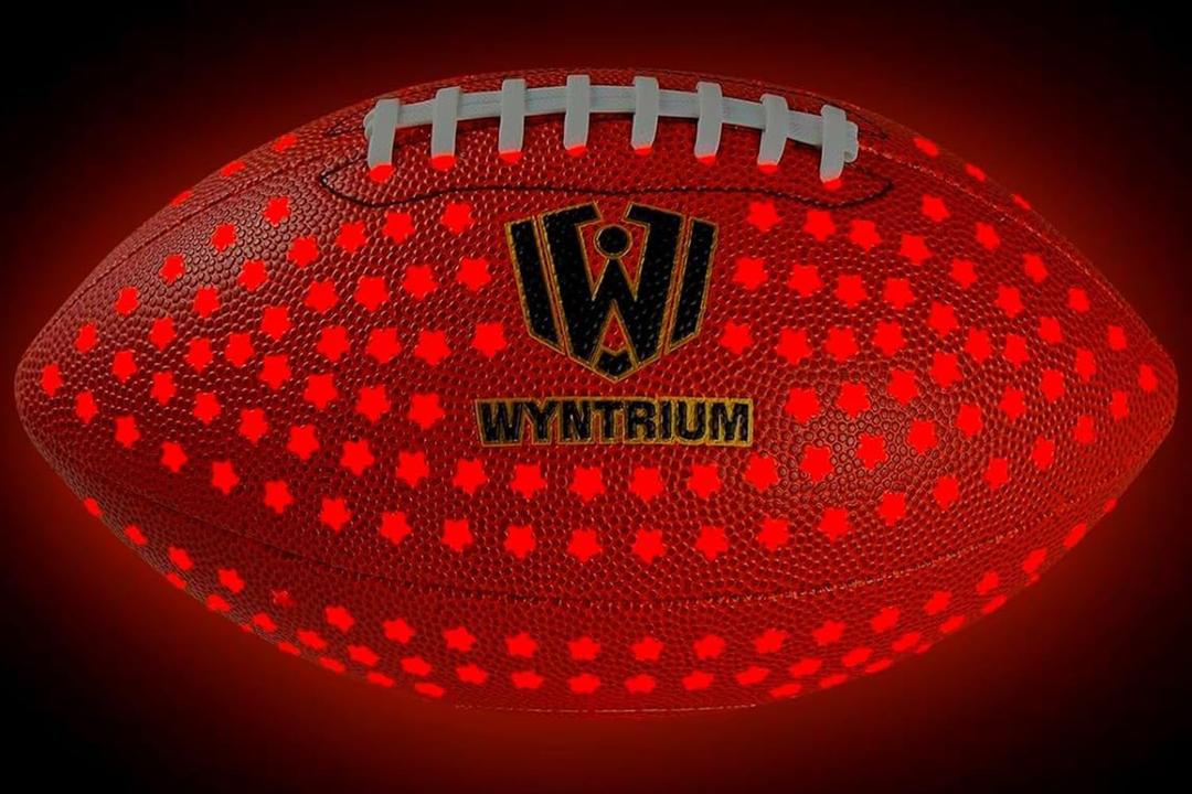 Glow in The Dark Football, Light Up Fooball, LED Leather Football with Air Pump, Perfect for Evening Play, Camping and Beach Fun, Size 6 (Brown)