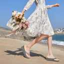 ONCAI Women's Wedge Flip Flops with RhinestoneRecovery Dressy Walking Sandals for Women with Comfortable Arch Support Cushion Yoga Mat Summer Rubber Soles(US Size 5-11) (6, Grey)