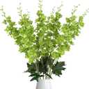8PCS Long Stem Green Delphinium Artificial Flowers 33.5'' Fake Larkspur Flowers Faux Flower Stems for Tall Vase Home Wedding Garden Table Decor(Green)