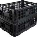 Collapsible Storage Bin Containe52 Liter Transferheavy duty Black plastic storage box,milk crates heavy duty Transit storage (2)