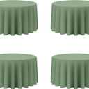 BRILLMAX 4 Pack Sage Green Round Tablecloths 120 Inch for 60” Tables - 150 GSM Polyester Fabric, Floor Length Drop, Water, Stain & Wrinkle Resistant Cloth Cover for Wedding Reception Banquet Dining