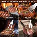 Grill Set, Grilling Gifts for Men, 34PCS BBQ Tools Accessories for Outdoor Grill with Aluminum Case, Spatula,Tongs &Skewers,Smoker Accessories for Birthday, Dad, Wedding