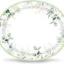 Sage Greenery Oval Paper Plates for Birthday Wedding Party 10x12 inch, Large