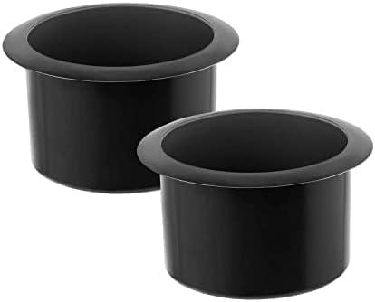 GYBest 2 Pcs Plastic Black Cup Holder, Replacement Recliner-Handles Cup Holder Insert for Sofa Boat Couch Recliner Poker Table (3.2" Wx2.6 H) (Small)