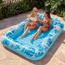 SLOOSH Inflatable Tanning Pool Lounger Float, 85" x 57" Extra Large Pool Floats Adult with Pillow, 4 in 1 Suntan Tub Raft Floatie, Sunbathing Bed Lounge for Water Blow Up Ball Pit Party Gifts, XL, Blue