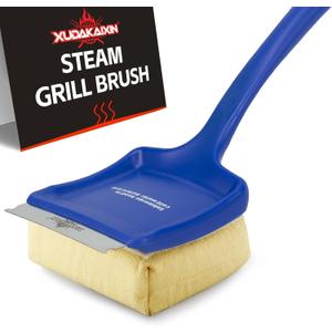 19" Large Bristle-Free Steam Cleaning Grill Brush,Replaceable BBQ Cleaning Head,Safe Grill Accessories for Cast Iron/Porcelain/Weber Gas/Charcoal Grill,Grill Cleaner for Outdoor Grill