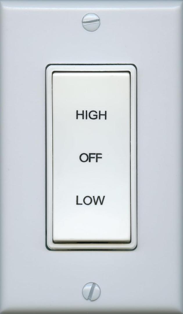 GAF Master Flow Speed Fan Control Switch for Whole House Fans - Control Low/High Speed & Off, 12-Hour Timer Compatible, Easy Installation