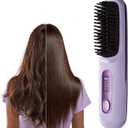 2026 New Go Brush Pro for Short Hair, Portable Straightener Brushs for Travel, with LCD Temperature Display,Fast Heating Cordless Mini Hair Brushs (Purple)