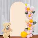 Albassa 6.6FT Arch Cover 2-Sided Spandex Fitted Arch Backdrop Cover Round Top Chiara Stand Covers for Baby Shower Birthday Party Wedding Decoration (Beige, 6.6FT)