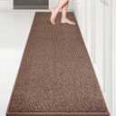 PURRUGS Machine Washable Kitchen Runner Rug 2ft8in x 8ft, Non-Slip/Skid Hallway Runner Rug, Super Absorbent Soft Area Rug for Hallway, Kitchen & Laundry, Rolled Packaging, Brown