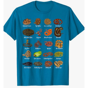 Types of Snakes T-Shirt (Blue, M)