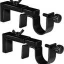 2 Pack Adjustable Curtain Rod Bracket Attachment for Outside Mounted Blinds,Fit for 1.3 - 2 inches Wide Track,No Drill Curtain Rod Holder for Externally Mounted Blinds Drapery Rods (Black)