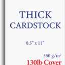 Extra Heavy Duty 130lb Cover Cardstock - Bright White - 350gsm 17pt Thick Paper for Inkjet & Laser Printers - 8-1/2" x 11" - 100 Pack