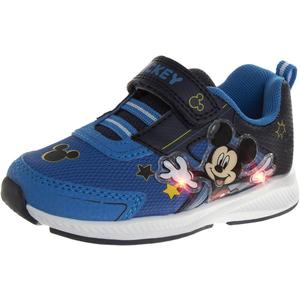 JOSMO Unisex-Child Sneaker to Mickey Mouse Boys Shoes - Slip-On Laceless Light-Up Sneakers (Toddler/Little Kid) (Blue)