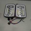 Super Bright Pair 7x6 5x7 Headlights 6052 6054 H5054 H6054 Hi/Low Sealed Beam White/Amber Halo Compatible With Ford E250 E350 E450 E150 F550 F600 F650 F700 F750 GMC Savana Chevy Express
