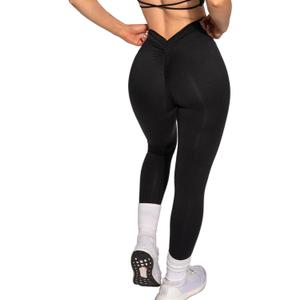 Danysu V Back Scrunch Butt Leggings for Women Soft High Waisted Booty Tights Workout Gym Yoga Pants (Black, XS)