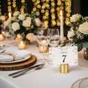 24 Pcs Gold Table Number Holders, Wooden Mini Cylinder Lightweight Place Card Holders for Table, Photo Picture Menu Name Card Sign Display, Table Number Stands for Wedding Birthday Party Banquet