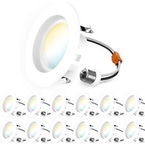 Sunco 12 Pack 4 Inch LED Recessed Lights Retrofit, Dimmable Can Lighting, 660 LM, 11W (40W Equivalent), Selectable CCT 2700K/3000K/3500K/4000K/5000K, Smooth Trim, Damp Rated UL (5 CCT in One (2700K, 3000K, 3500K, 4000K, 5000K))