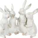 Creative Co-op EC0147 Whitewashed Polyresin Bunny Rabbit Quartet Figures and Figurines, White