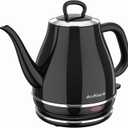 Electric Gooseneck Kettle, 1L 1500W Fast Boil, 100% Stainless Steel BPA Free Pour-Over Coffee & Tea Kettle, Water Boiler with Auto Shut & Boil-Dry Protection, Black