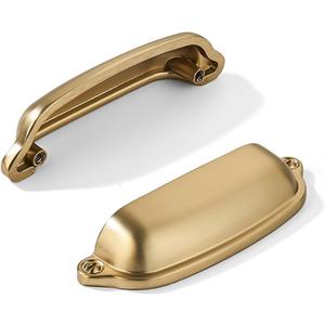 khtumeware 2 Pack Champagne Bronze Cup Pulls 3 Inch Center to Center - Cabinet & Drawer Handles for Kitchen Hardware