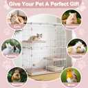 Cat Cage for Indoor Cats, DlY Catio & Cat Playpen with Escape-Proof Spacing, Sturdy Metal Cat Crate Kennel for Kittens, Ferrets & Small Animals (Pink, 2-Tier 43")