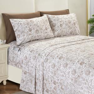 Elegant Comfort Softest and Coziest 3-Piece Sheet Set - 1500 Premium Hotel Quality Microfiber - Deep Pocket, Wrinkle Resistant 3-Piece Paisley Pattern Bed Sheet Set, Queen, Paisley Taupe