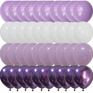Ruburu White Lavender Purple– Gradient Purple color Balloons for Baby Shower/Birthday/Girl Wedding/Anniversary Party Decorations (Voilet + Light Purple)