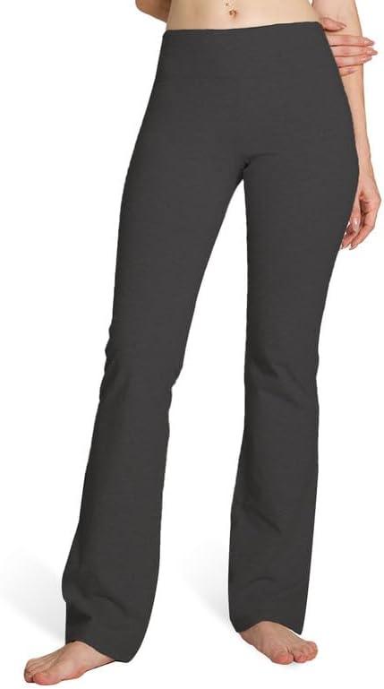 Houmous S-XXXL 29''31''33''35'' Inseam Women's Cotton Bootcut Pants Inner Pocket(Petite-29 Inseam-Grey, Medium)