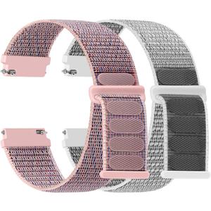 16mm 18mm 20mm 22mm Quick Release Nylon Band Compatible with Samsung Galaxy Watch 3 45mm/Galaxy Watch 46mm/Gear S3 Frontier/Classic/Garmin Venu 3/Venu 2/Vivoactive 4/Fossil Gen 6 44mm Bands (Pink Sand+Sea Shell)