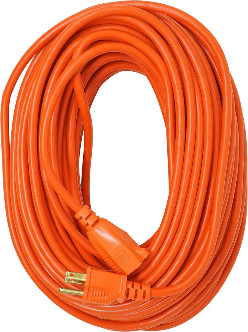 Southwire Extension Cord - Light Duty Outdoor Power Cable for Landscaping & Yard Tools - Flexible SJTW Vinyl Jacket with Molded Plug & Orange Finish - 100 Foot
