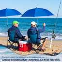 1 Set Portable Camping Beach Chair with Adjustable Umbrella and Backpack for Adult, Low Folding Chair with Armrests Cup Holder, 360 Degree Universal Clamp UV Umbrella for Outdoor (Royal Blue), 19.69 x 19.69 x 31.5 inches