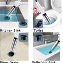 HimaPro High Pressure Toilet Plunger Air Drain Blaster Kit White Handle- Unclog Toilets, Kitchen Sinks, Shower Drains, and Pipes with Ease - Bonus Drain Snake Included