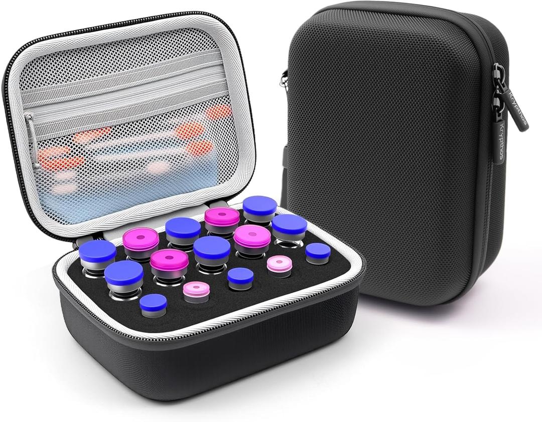 Krypthos 15 Slots Insulin Vial Protector Case, Insulin Vial Organizer Bag for Diabetics Standard 10ml U-100 Vials, Insulin Carrying Case Fridge Holder Storage Holder, No Ice Pack