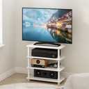 Furinno ECON TV Stand, 4-Tier Corner Petite Entertainment Center, Open Frame TV Console for TV up to 32 Inch, Easy Assembly, for Living Room, Bedroom, White