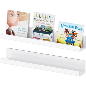 Magnetic Book Shelf for Whiteboard, Reusable Acrylic Book Display Shelf with Strong Adsorption Capacity, Magnetic Book Holder for Classroom Refrigerator Office Teacher Kids, White